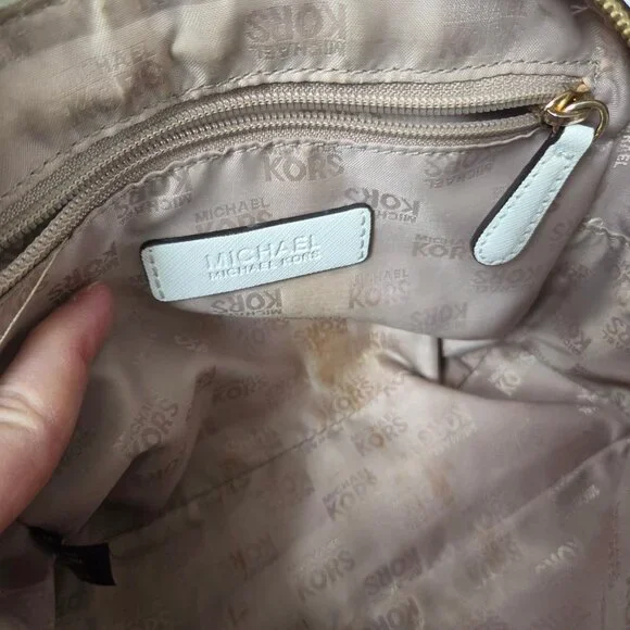 Michael Kors Purse White Saffiano Leather Jet Set Small Satchel Crossbody Bag - Picture 14 of 16